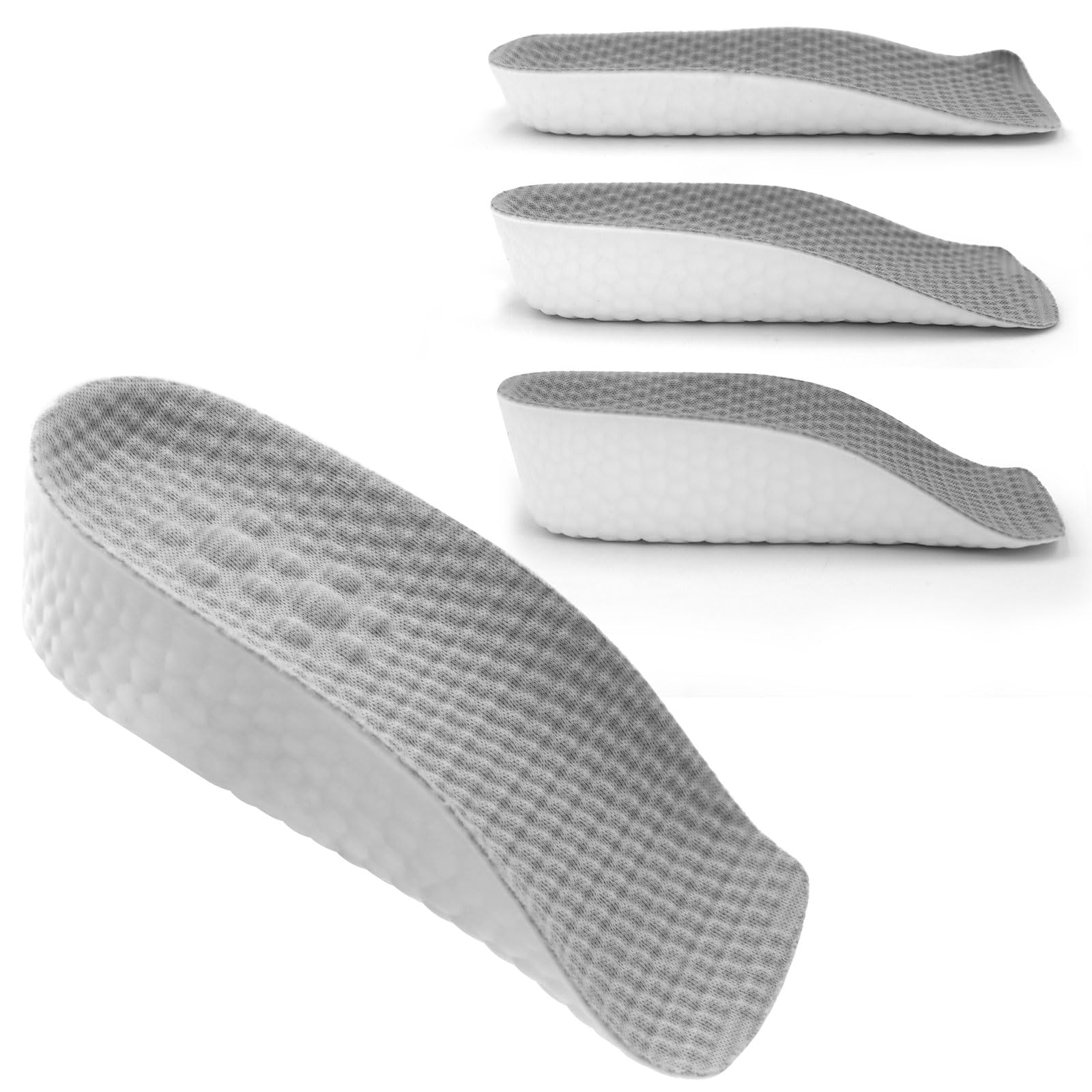 Gihunk height increase insoles 3-pack with 1.5 cm 2.5 cm and 3.5 cm lift for discreet comfort.