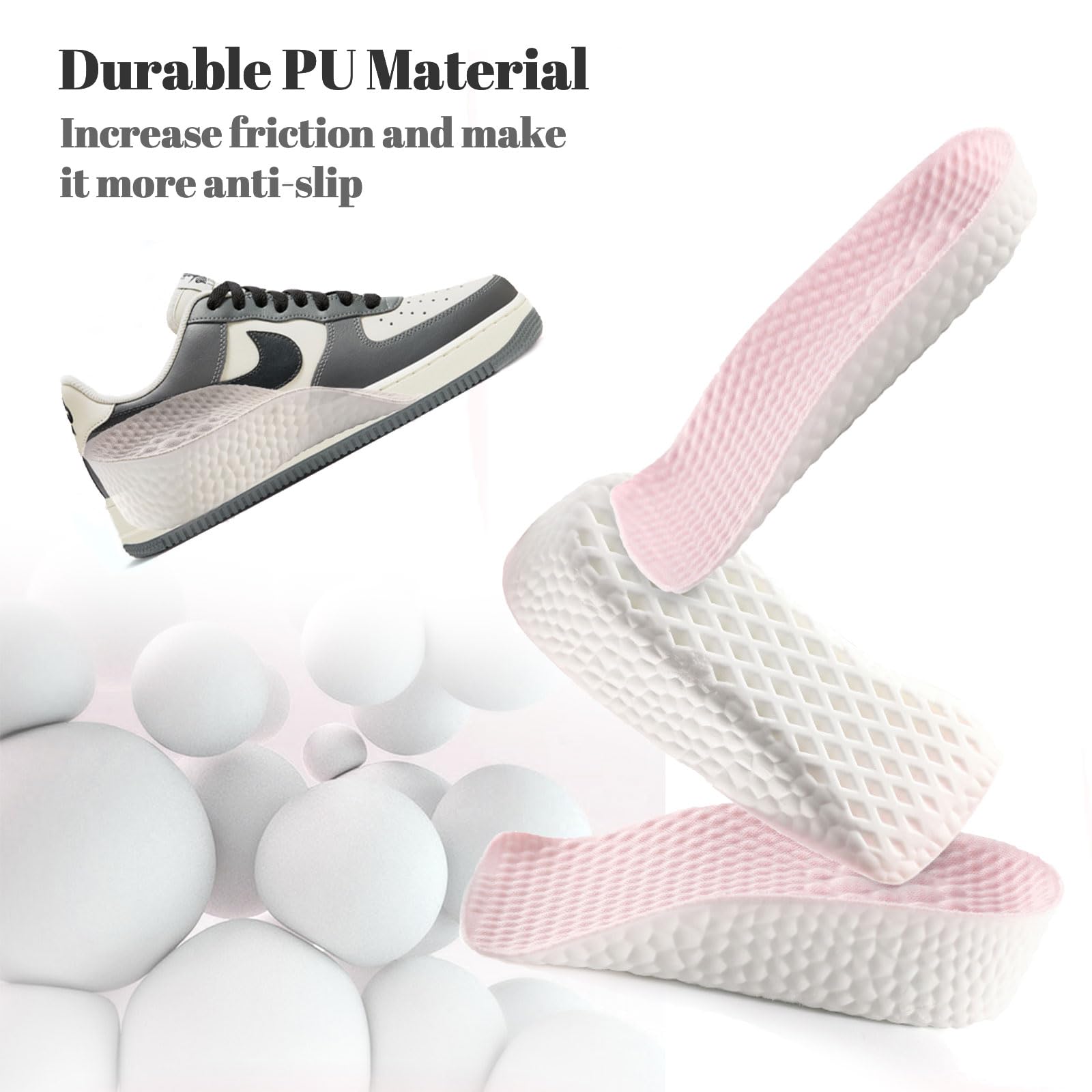 Gihunk pink perforated design insole emphasizing breathable, cool feet.