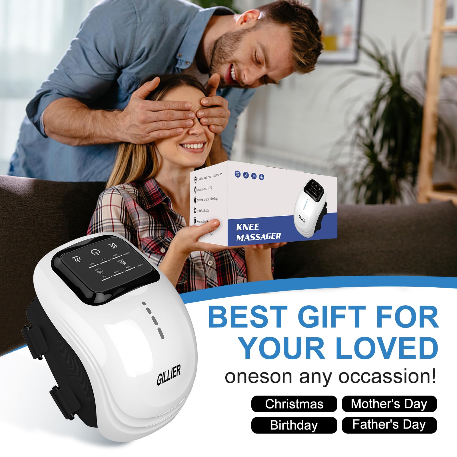 GILLIER knee massager adjustable straps for secure, customizable fit
