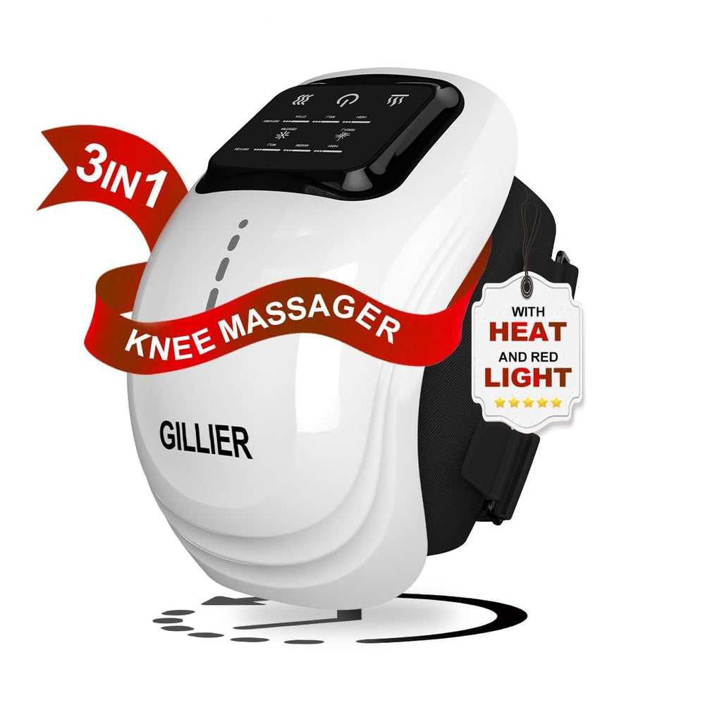 GILLIER knee massager in use during a cozy home relaxation session