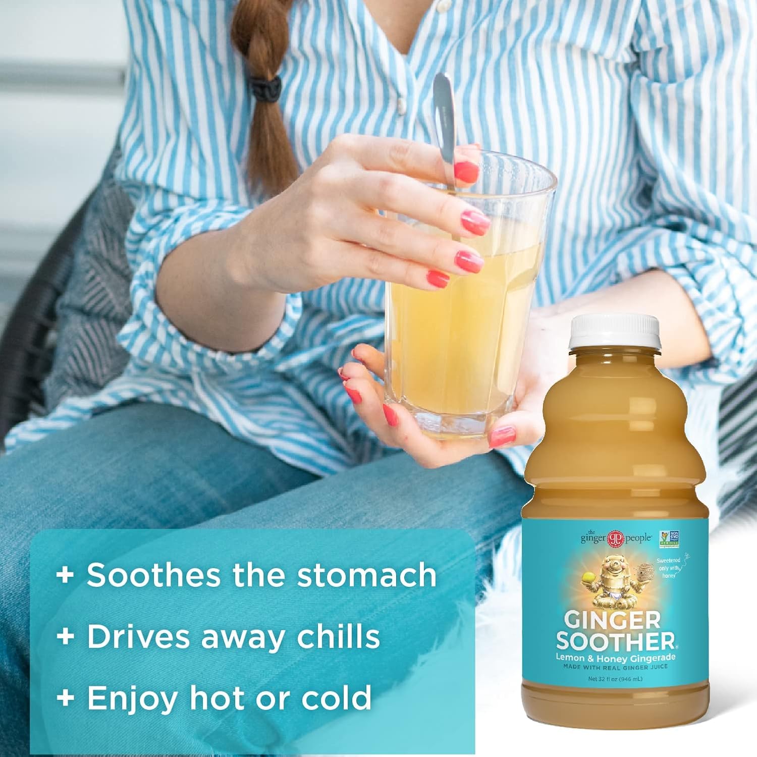 Gingerade being poured over ice in a glass for a refreshing serve.