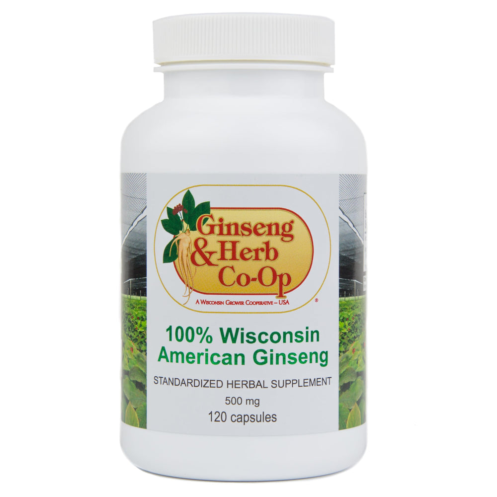 Ginseng & Herb Co-Op packaging side—no fillers or binders for clean potency