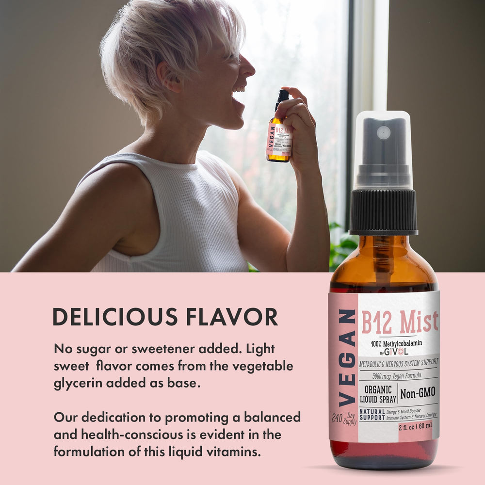GIVOL B12 Mist amber bottle conveys shelf-stable packaging.