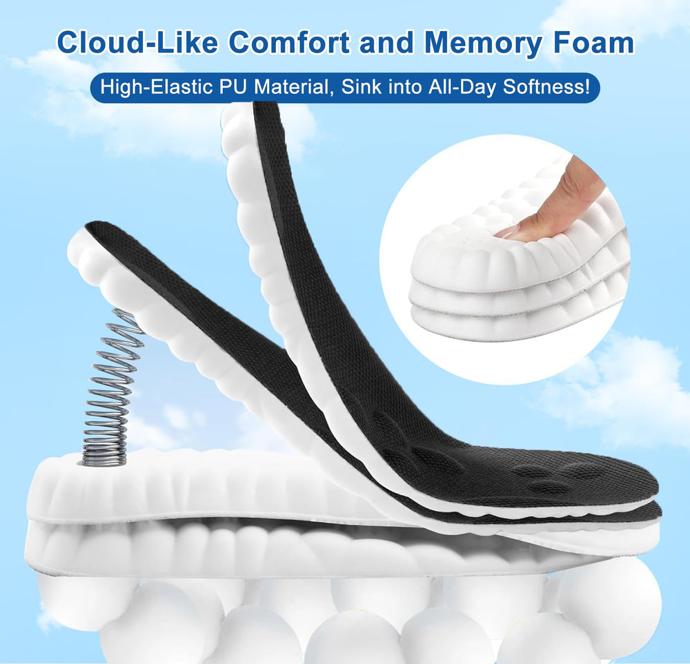 Giwytey 4D Cloud Insoles trim-to-fit design fits sneakers, dress shoes, and boots.