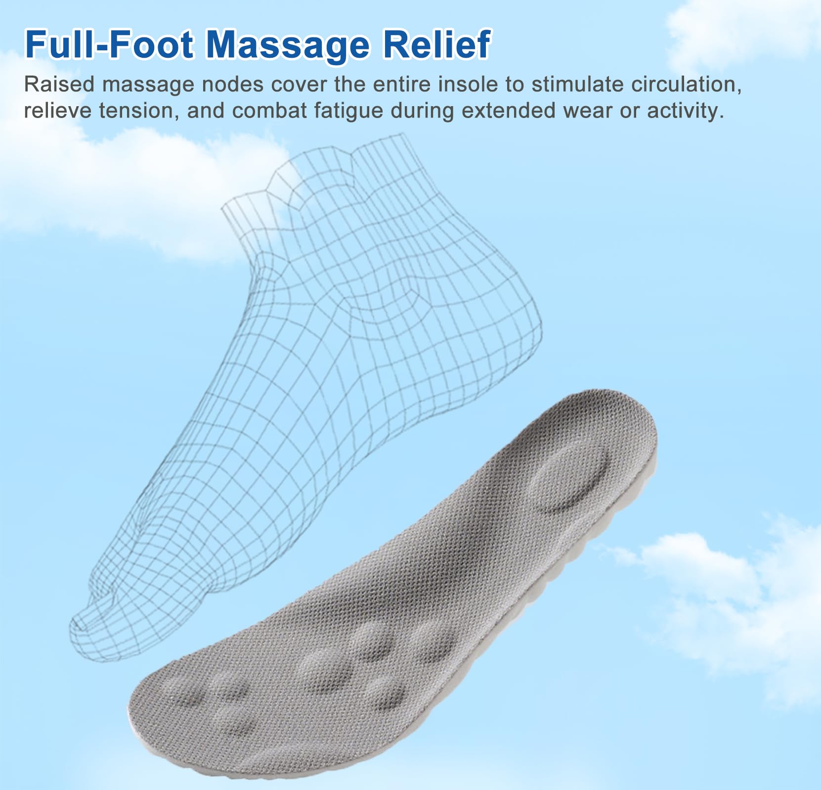 Giwytey versatile insole supports sneakers, dress shoes, and boots.