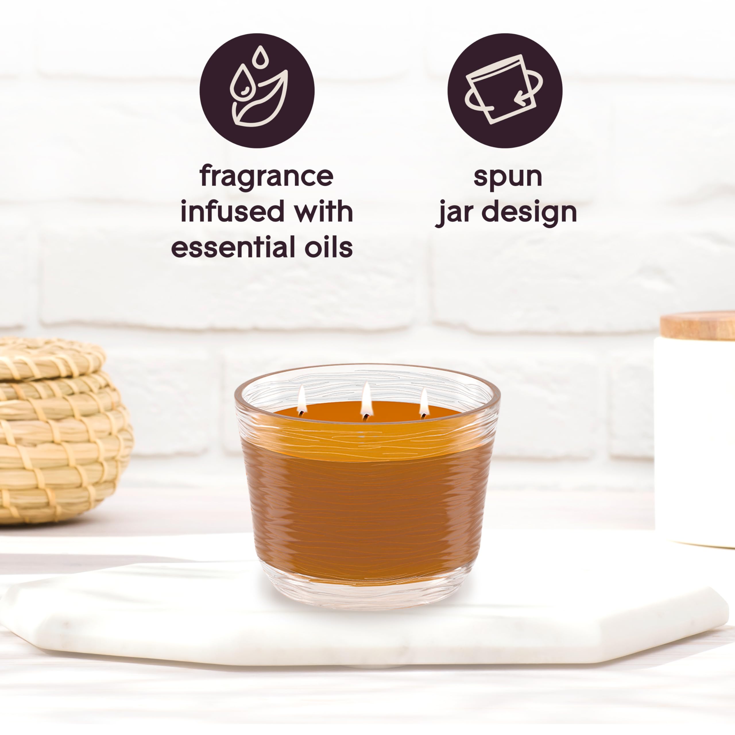 Glade Cashmere Woods packaging on display highlights its premium candle design.