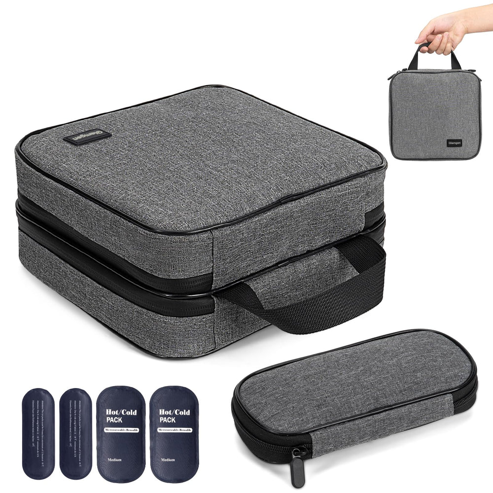 Glamgen large travel insulin cooler case with spacious main compartment for pens and supplies.