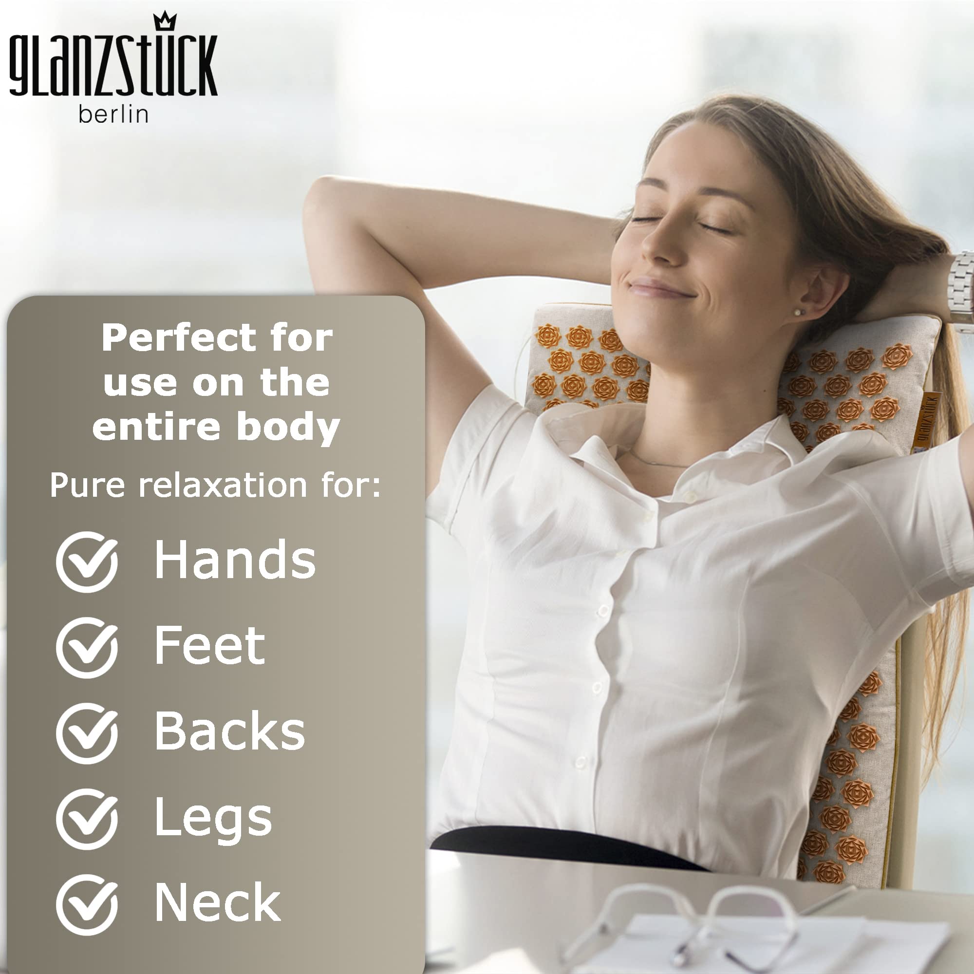Glanzstück Berlin modular system in use supports customizable positioning for targeted relief.