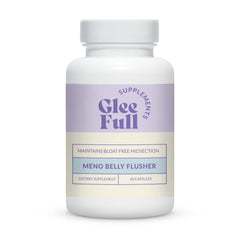 GLEEFULL SUPPS Meno Belly Flusher bottle front, modern design for digestion support