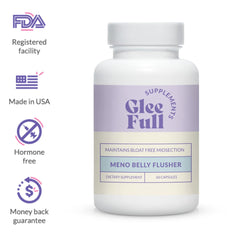 GLEEFULL SUPPS Meno Belly Flusher probiotic blend emphasizes gut balance