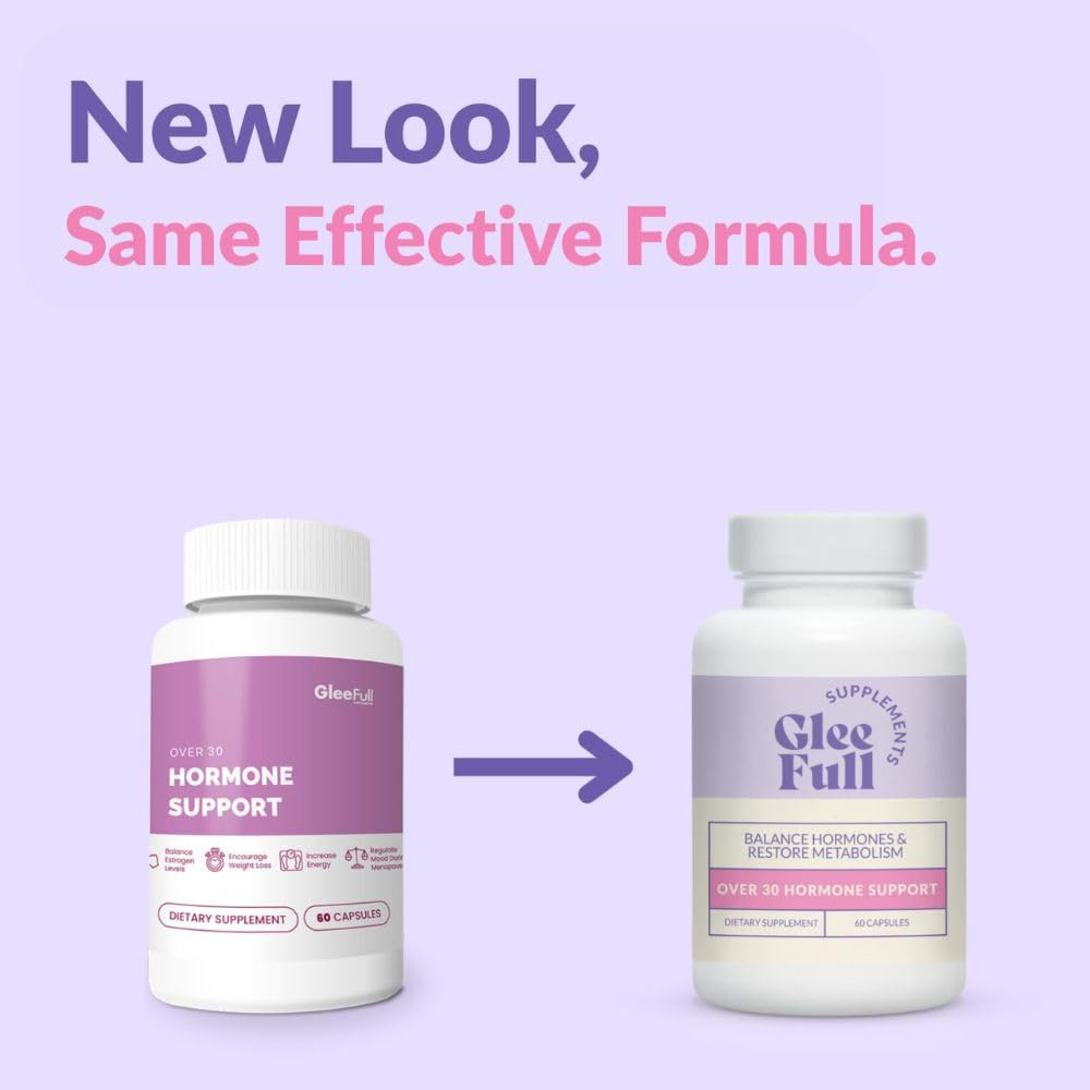 gleefull-sups-over-30-hormone-support-capsules-closeup showcases easy-to-swallow capsules for daily use