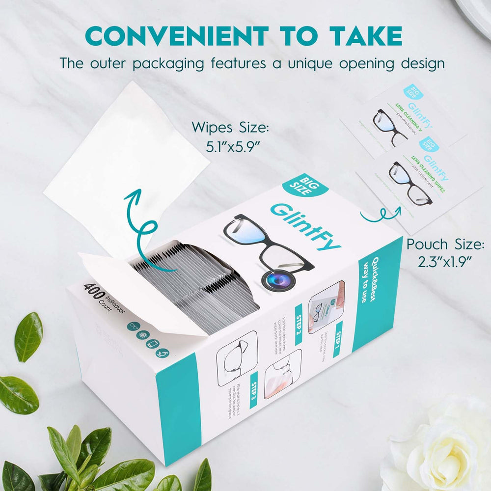 GlintFy lens wipes close-up fiber shows lint-free cleaning performance.
