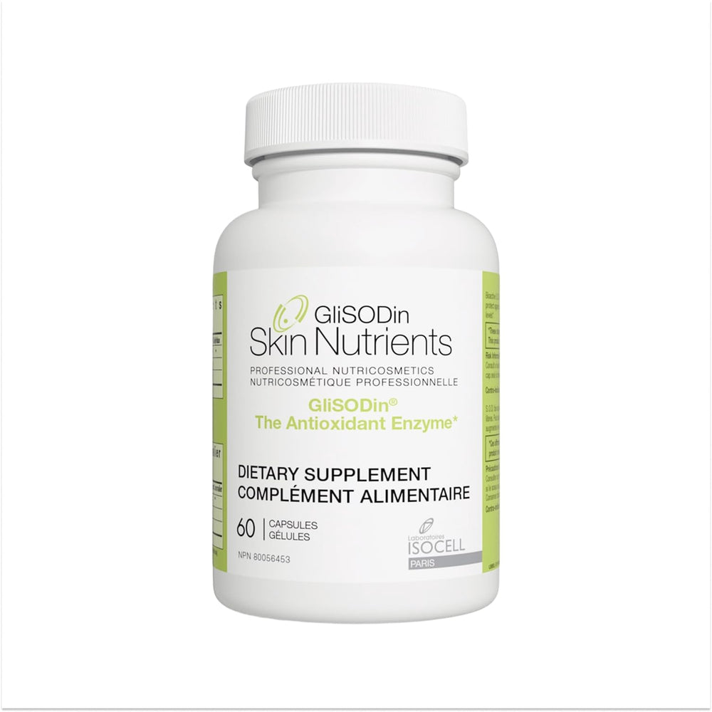 GliSODin Skin Nutrients bottle front showing premium antioxidant support.