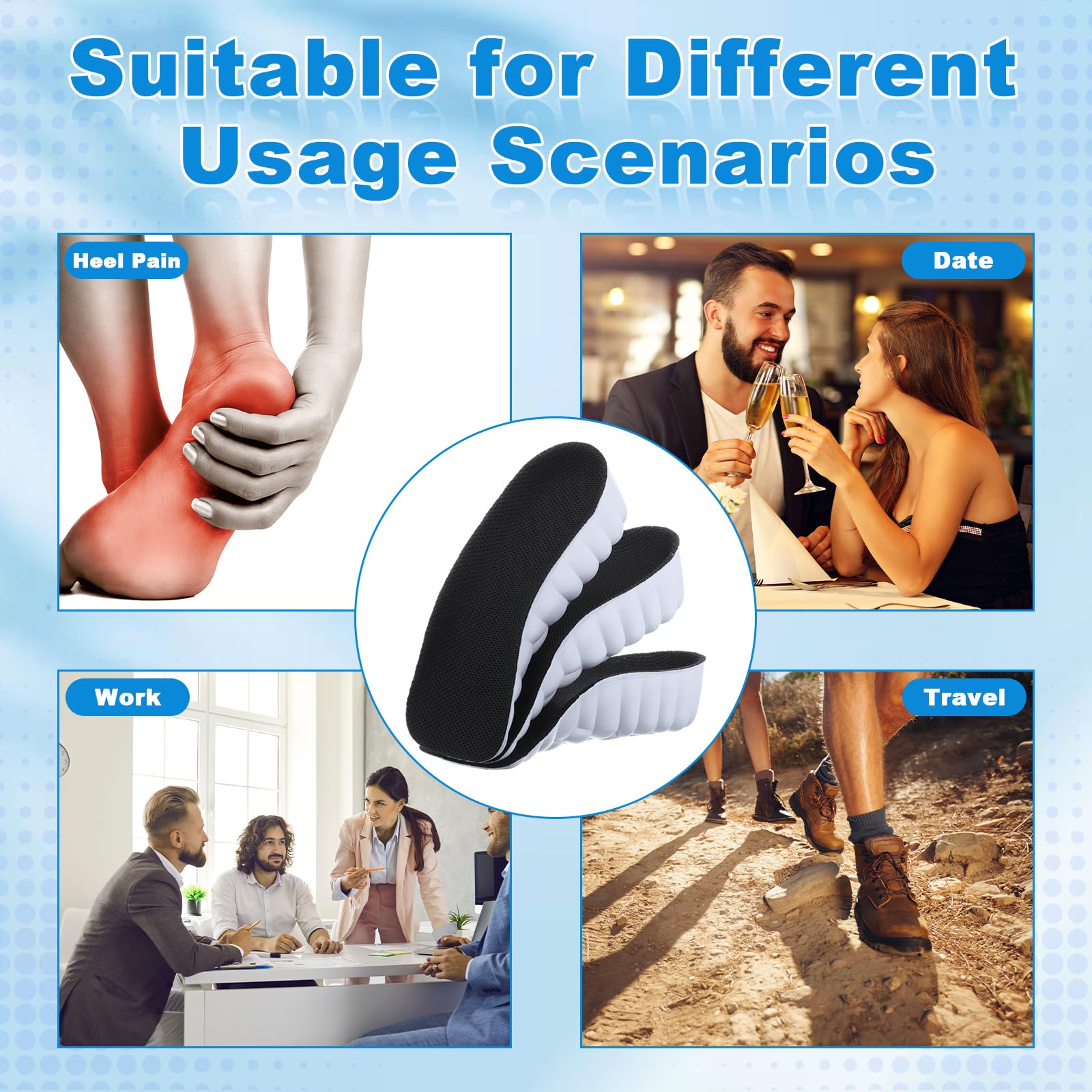 Glitopper anti-slip shock-absorbing insoles stabilize each step