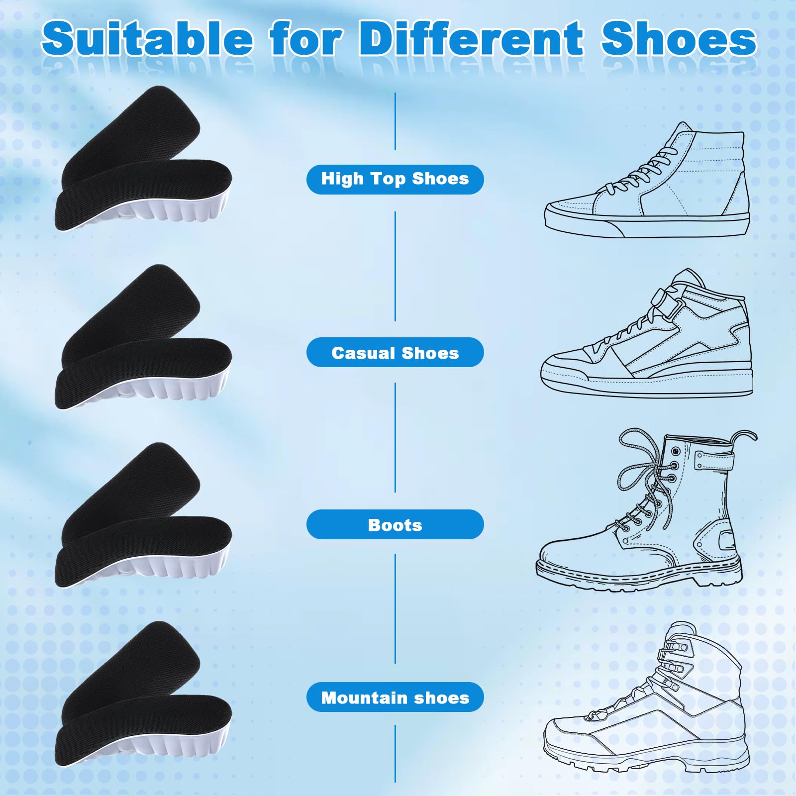 Glitopper breathable EVA insoles keep feet cool and dry all day
