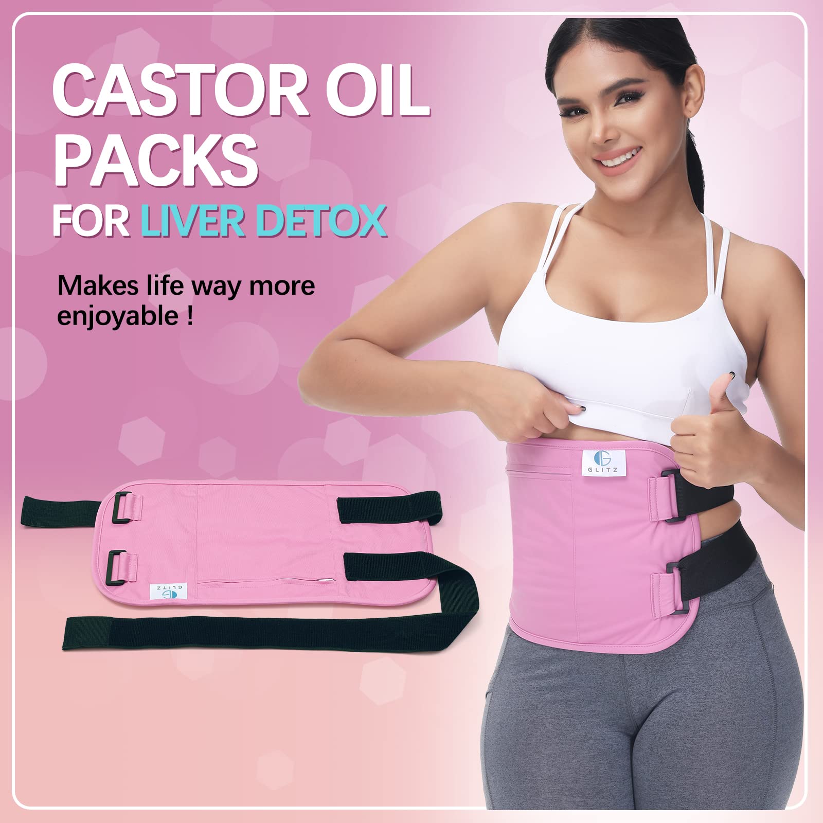 glitz Compresa de aceite de ricino wrap en color rosa suave