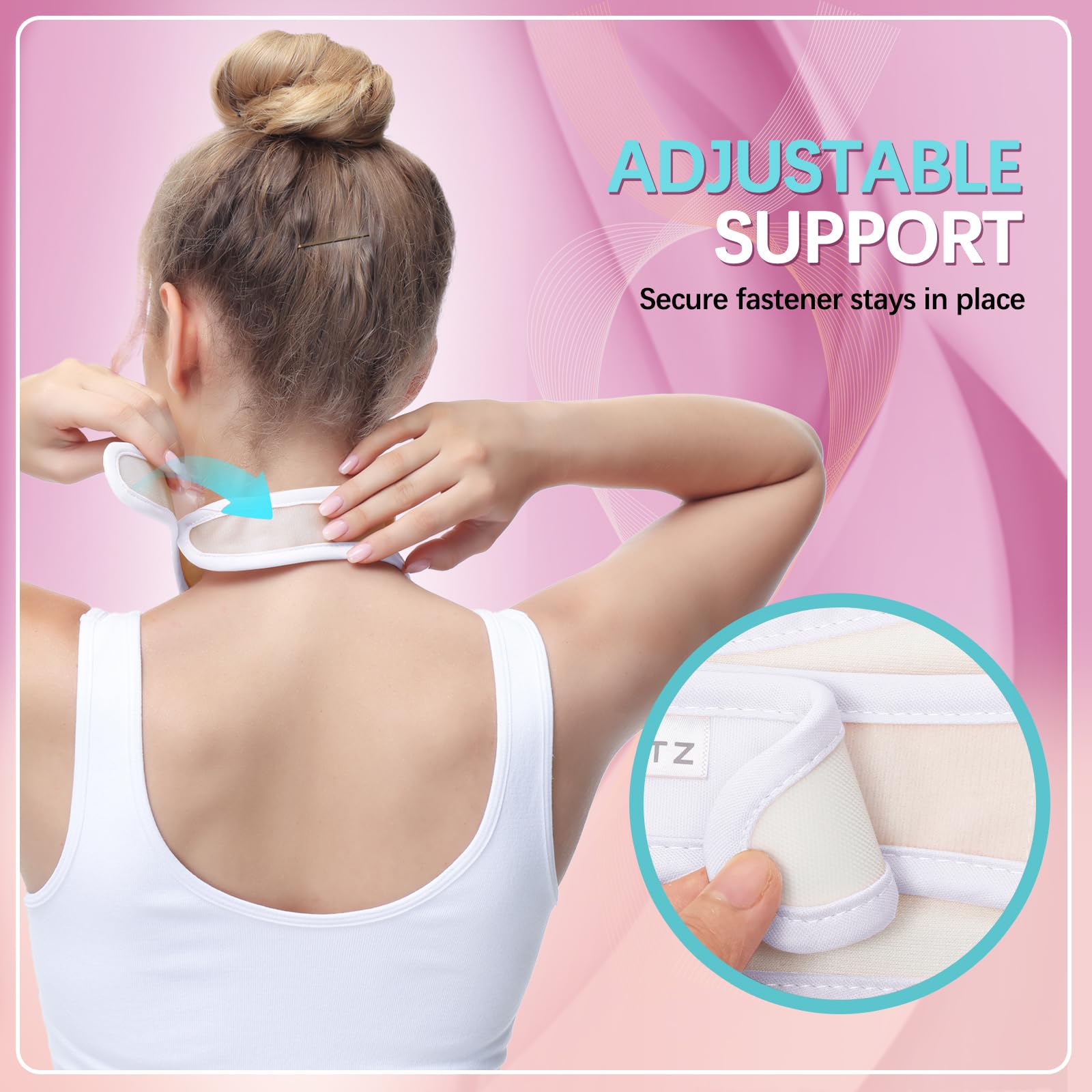 Glitz ergonomic neck pack maximizes skin contact for consistent oil distribution.