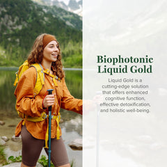 Global Healing Center Biophotonic Liquid Gold Spray dispensing mist for on-the-go wellness.