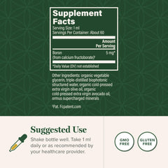 Global Healing Center boron supplement bottle dispense showing easy daily dosing