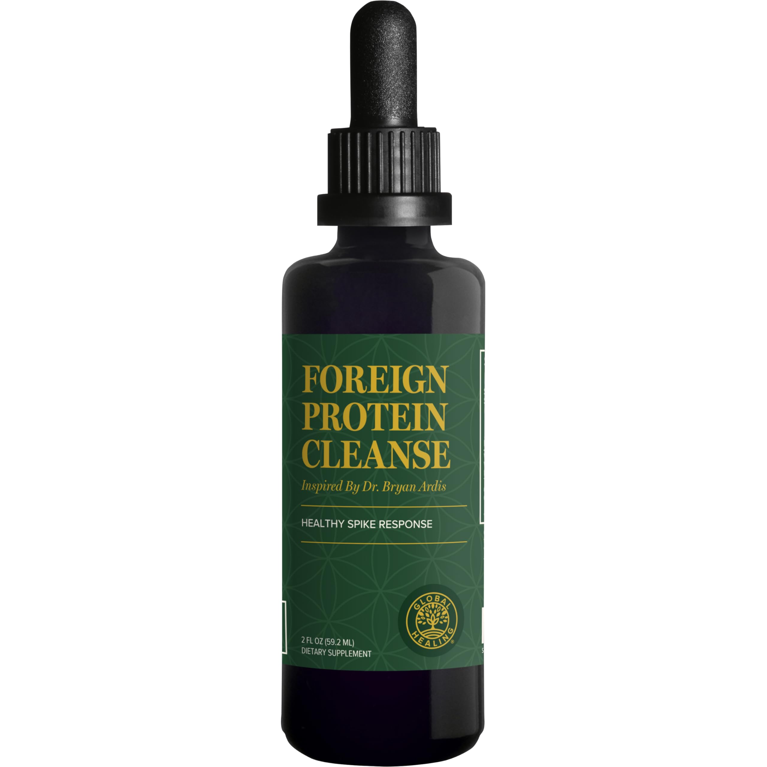 Global Healing Center Foreign Protein Cleanse bottle for potential spike protein detox support.