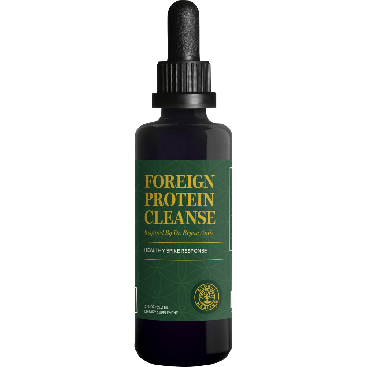 Global Healing Center Foreign Protein Cleanse bottle for potential spike protein detox support.