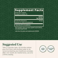 Global Healing Center Latero-Flora label closeup highlights key ingredients and quality.
