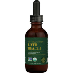 Global Healing Center Liver Health bottle being poured for digestive comfort