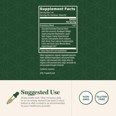 Global Healing Center MicroSomal Toxin Binder label detail highlights clear ingredients and intended use