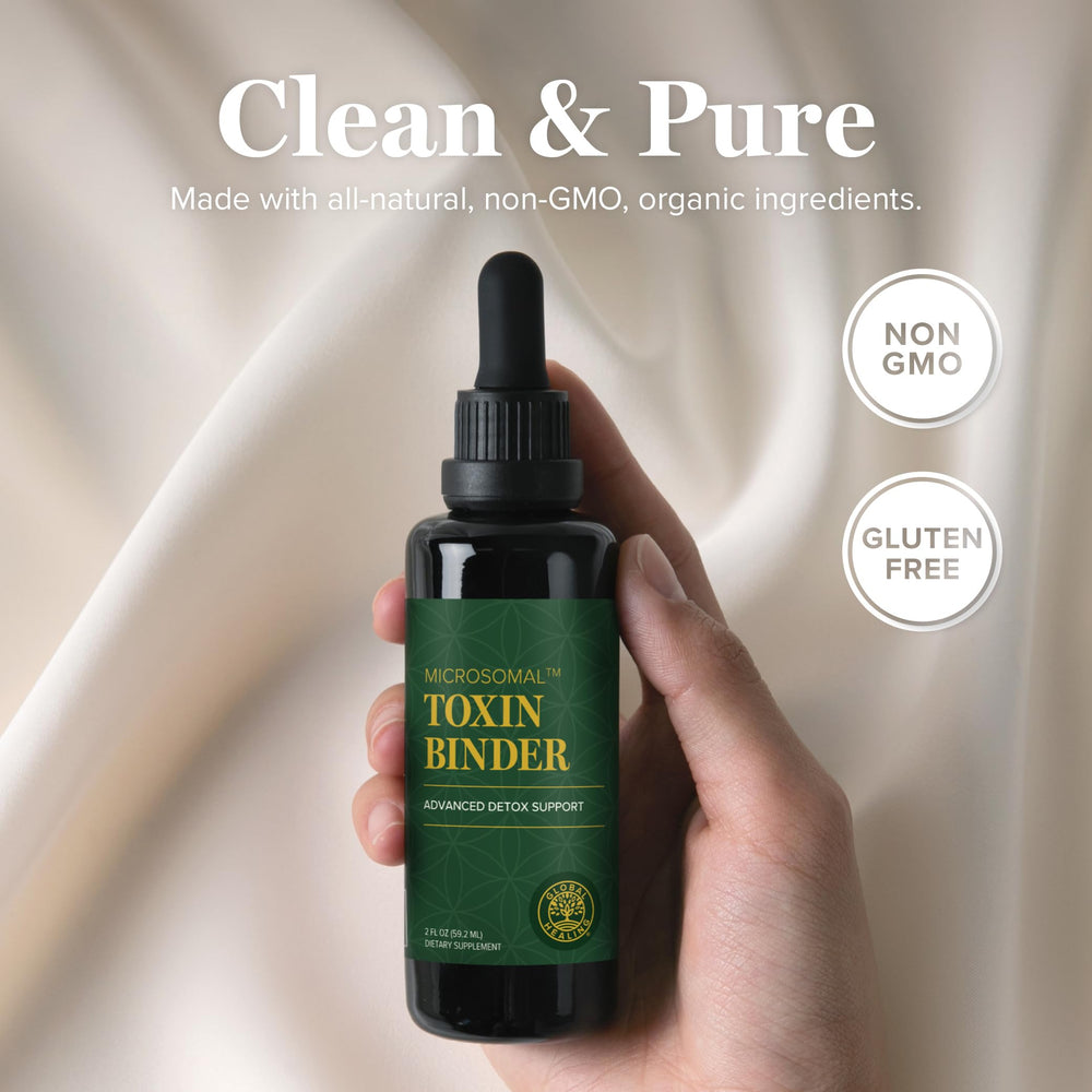 Global Healing Center MicroSomal Toxin Binder packaging communicates portability and storage convenience