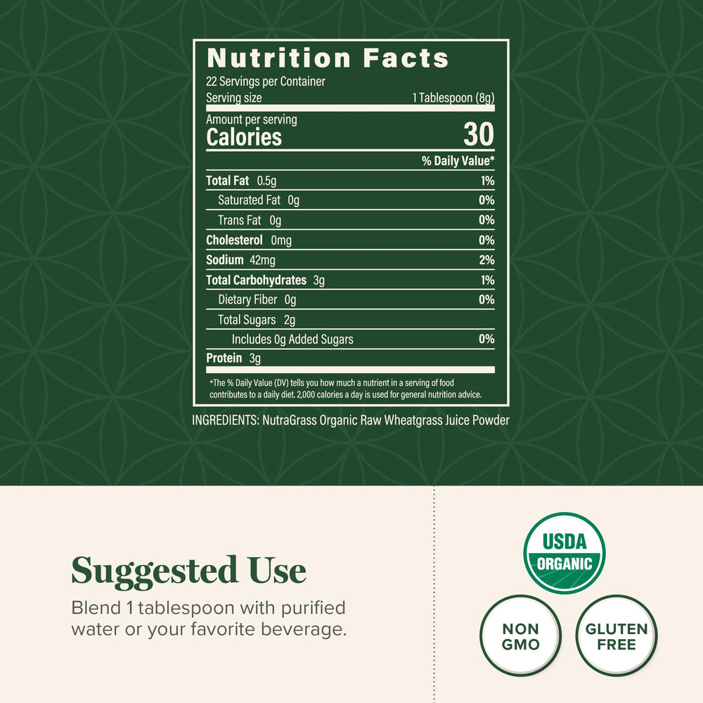 Global Healing Center NutraGrass 33:1 extract scoop highlights concentrated greens for immune-friendly energy.
