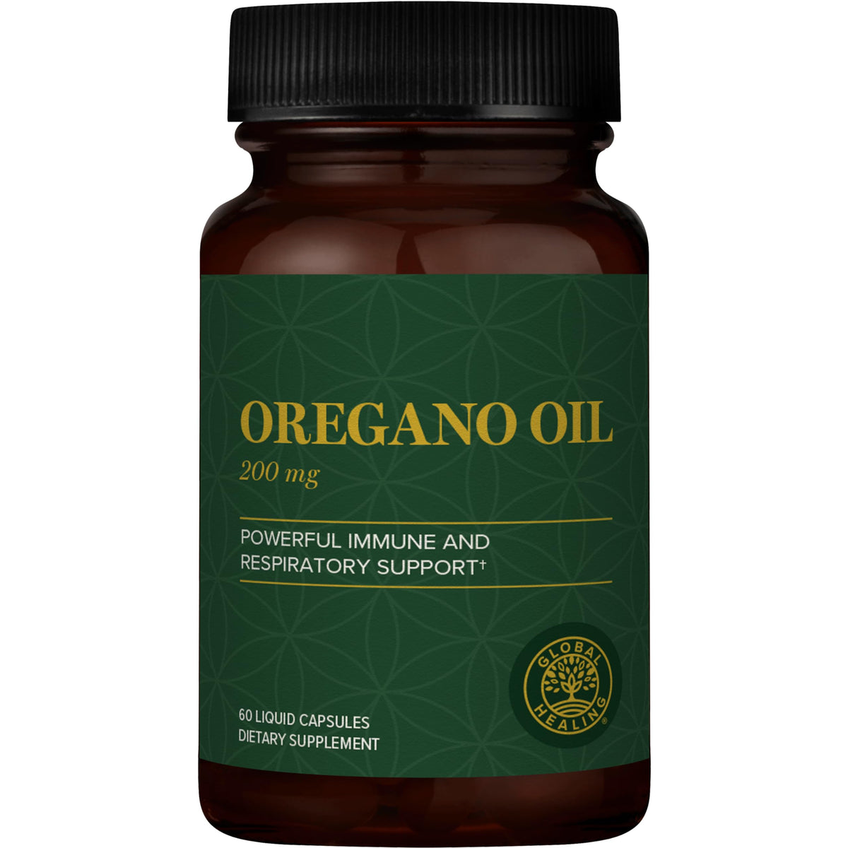 Global Healing Center oregano oil capsules bottle for easy daily immune support.