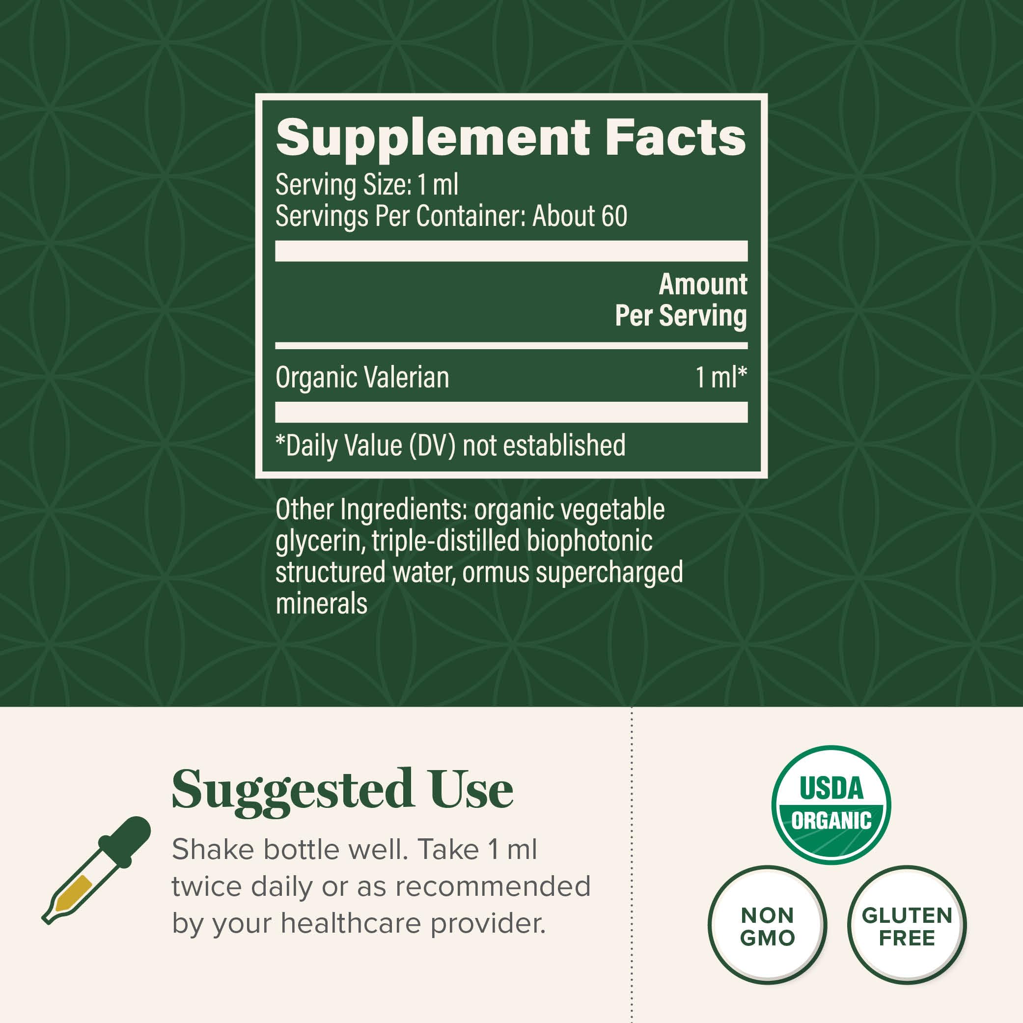 Global Healing Center organic valerian liquid dosing for calm evenings