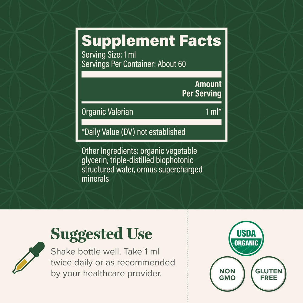 Global Healing Center organic valerian liquid dosing for calm evenings