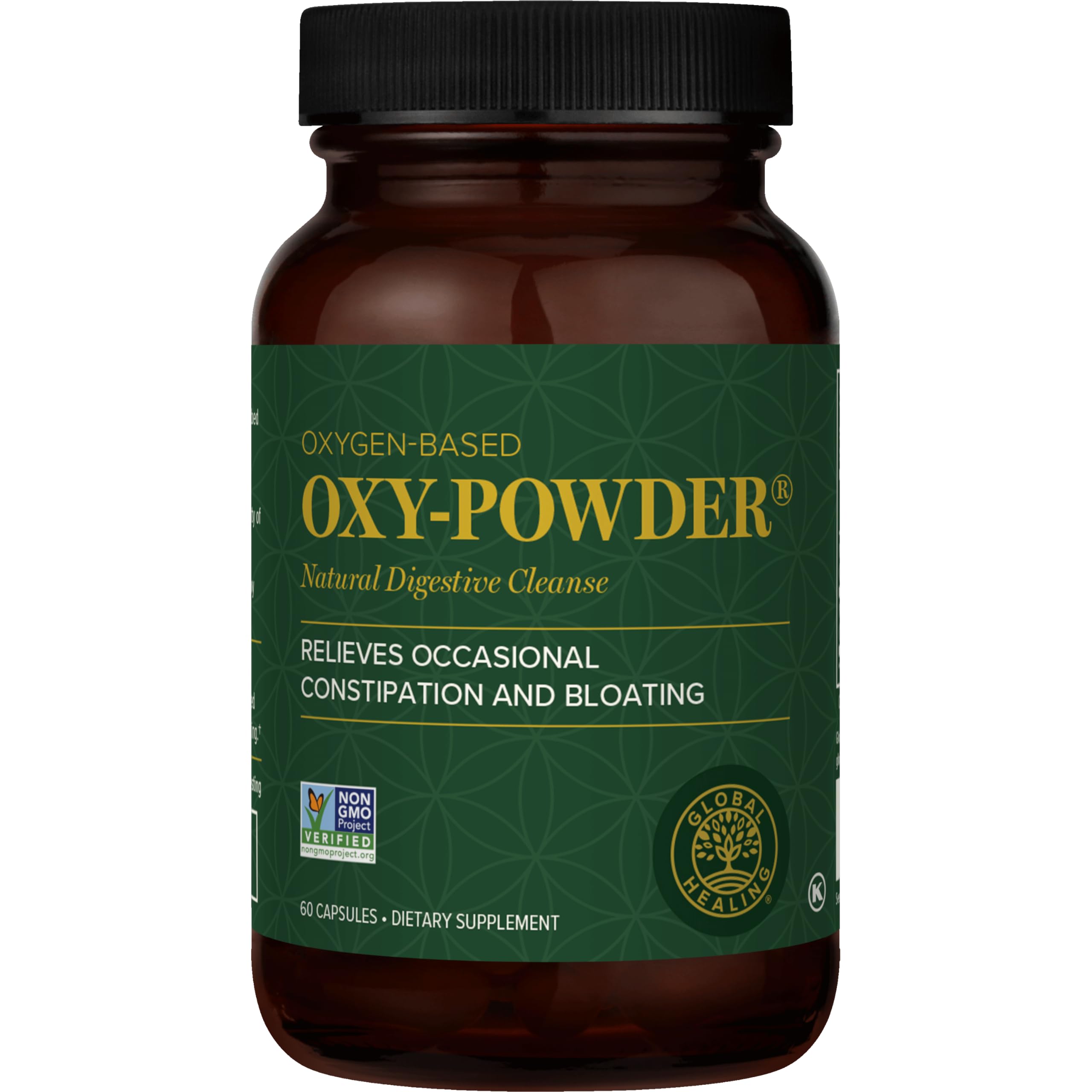 Global Healing Center Oxy-Powder bottle for simple nightly gut support.