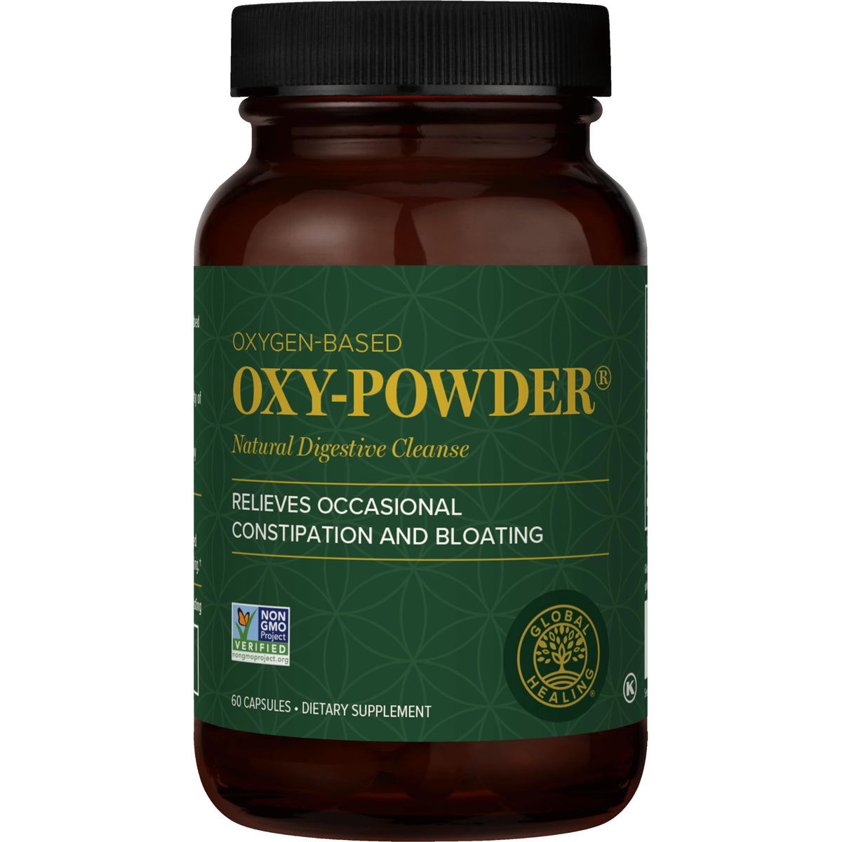 Global Healing Center Oxy-Powder bottle for simple nightly gut support.