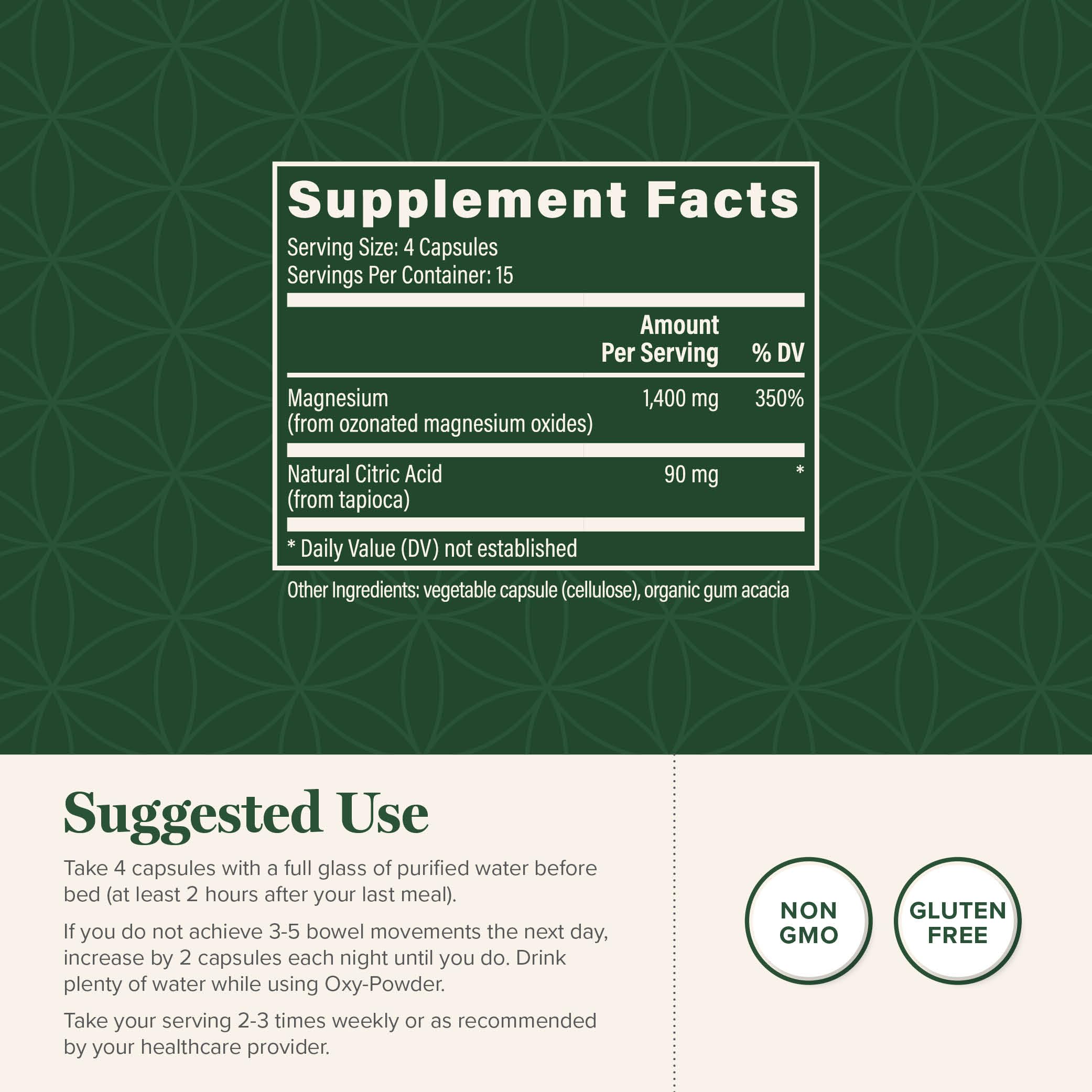 Global Healing Center Oxy-Powder capsules ready for daily use.