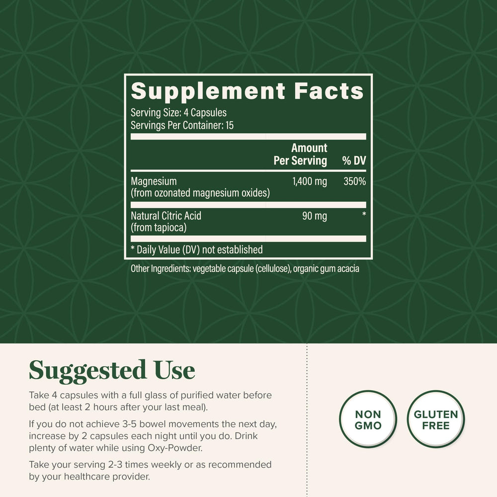 Global Healing Center Oxy-Powder capsules ready for daily use.