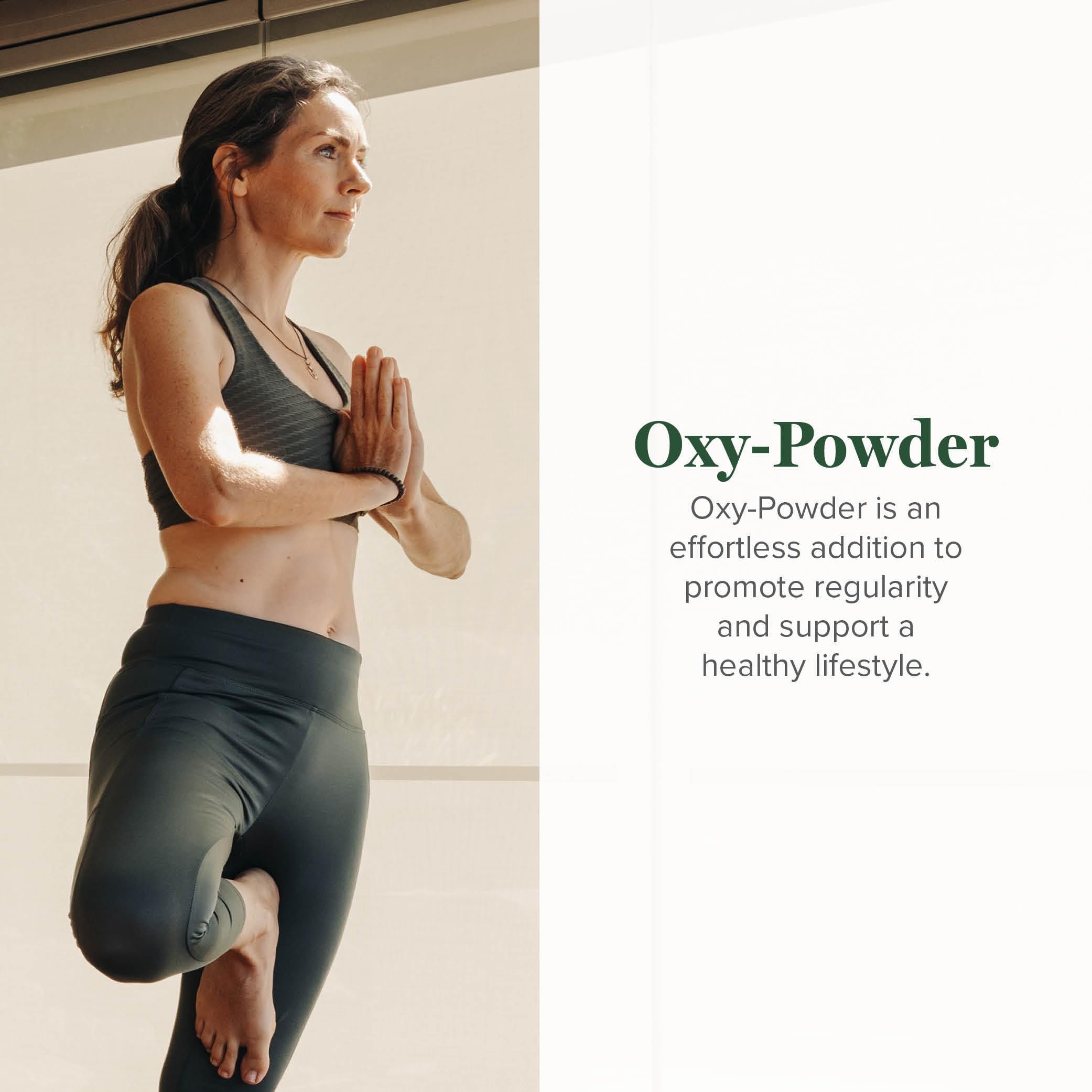 Global Healing Center Oxy-Powder pour showing convenient cleansing option.