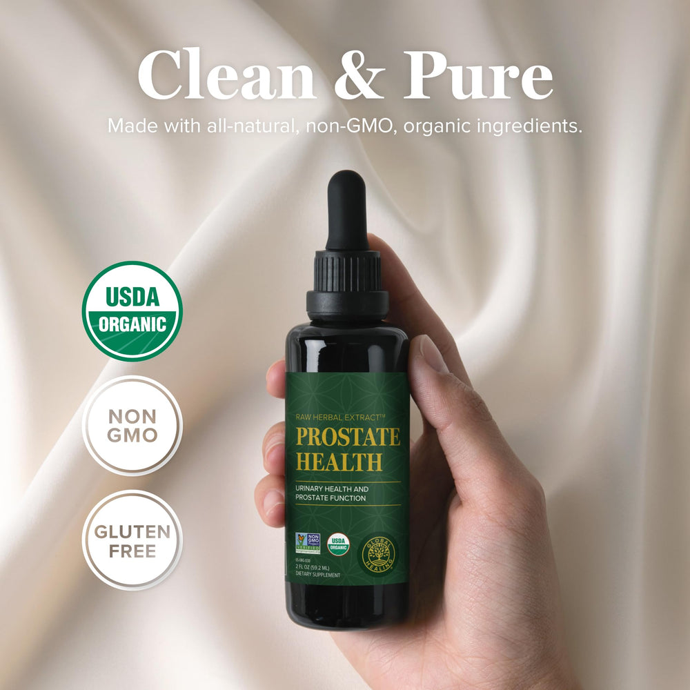 Global Healing Center Prostate Health label close-up shows natural formulation