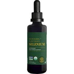 Global Healing Center Selenium 200mcg drops bottle close-up with organic ingredients for daily support.
