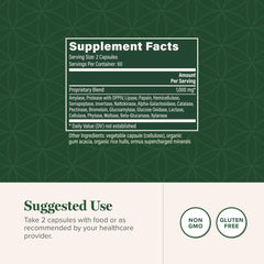 Global Healing Center Ultimate Enzymes capsules closeup highlights vegetarian enzymes.