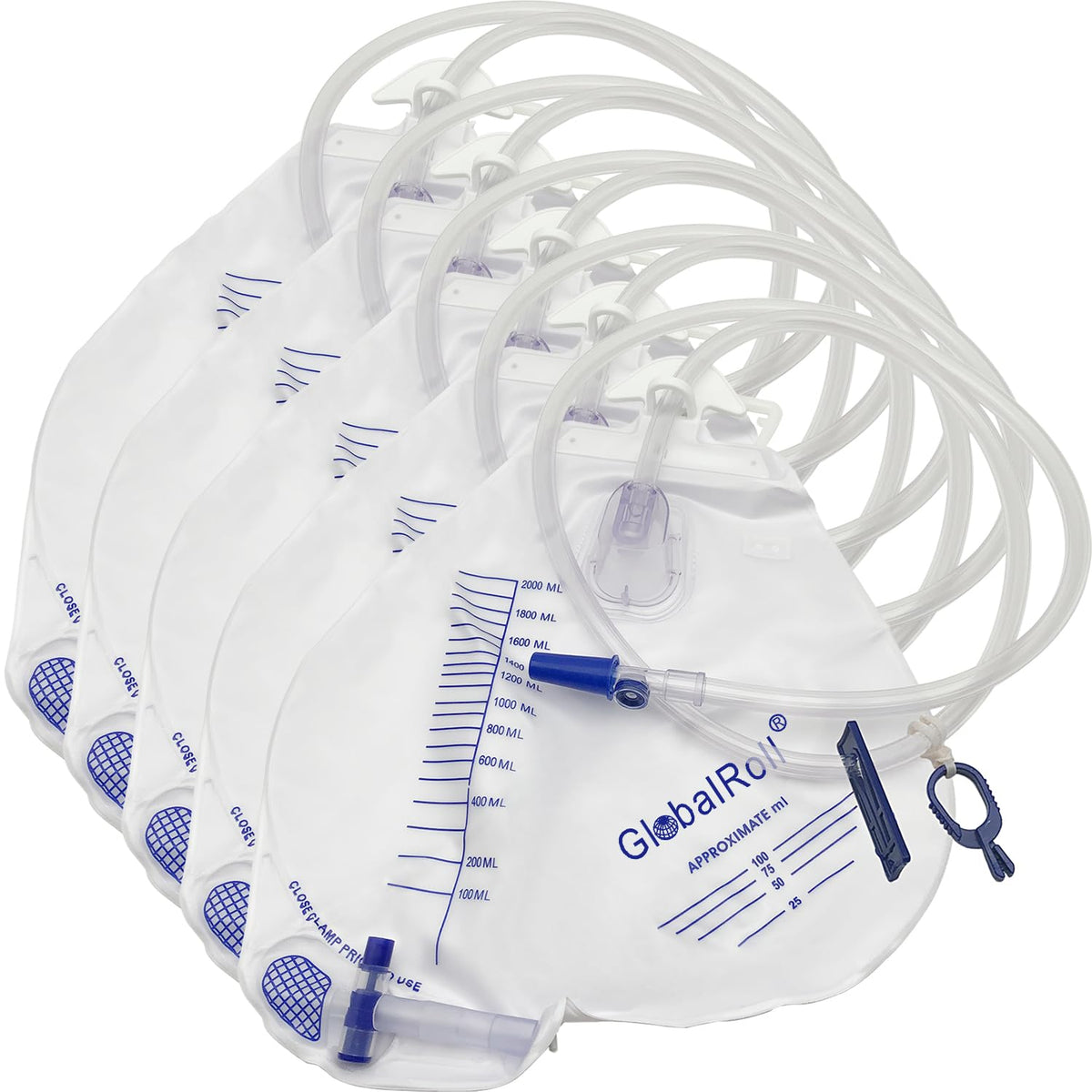 GlobalRoll urinary bag with anti-reflux chamber for safer drainage during care.