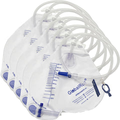 GlobalRoll urinary bag with anti-reflux chamber for safer drainage during care.