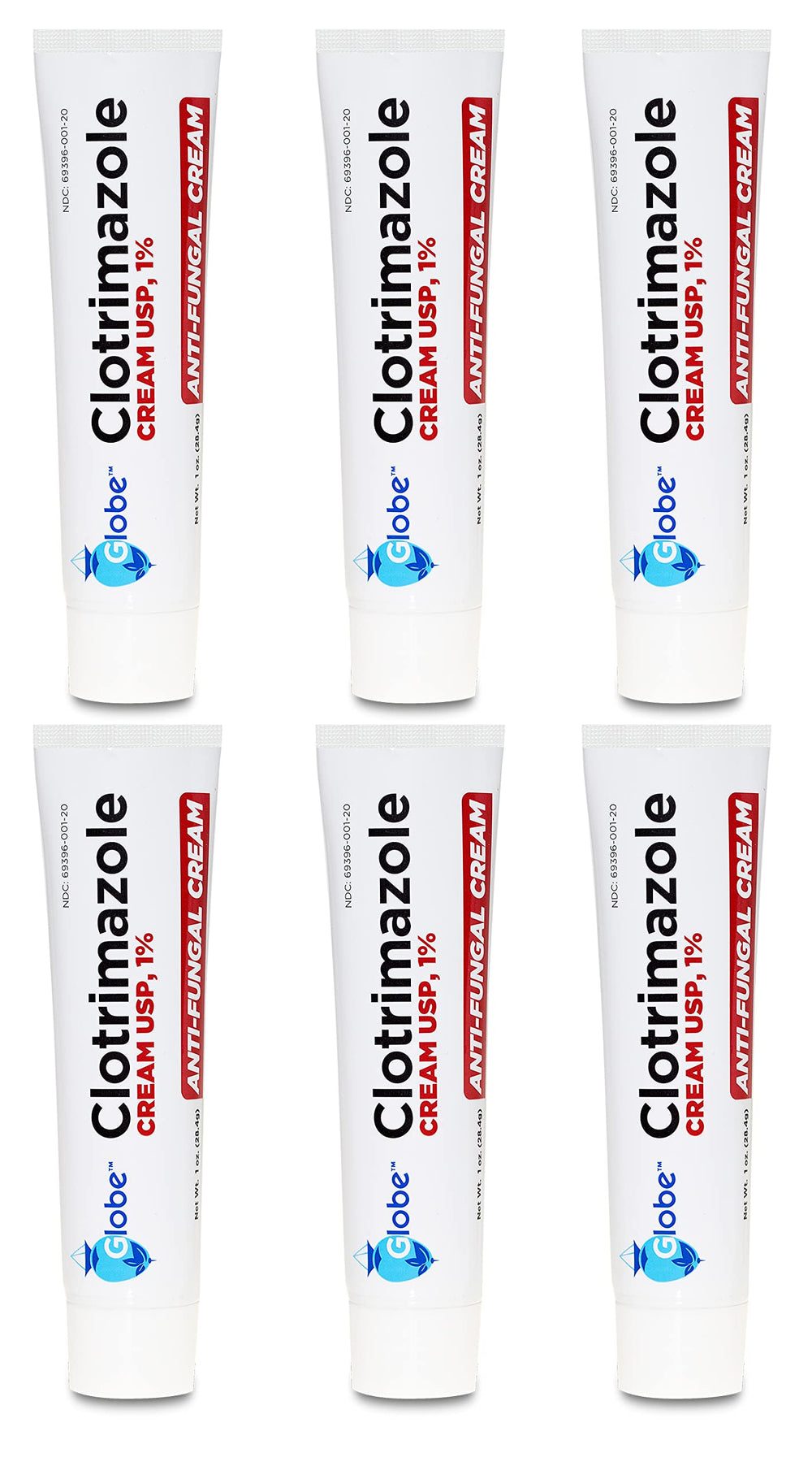 Globe clotrimazole 1% cream bottle front for itching relief.