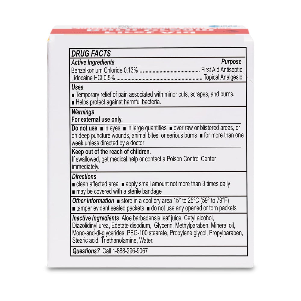 Globe burn cream packet open to illustrate easy access during minor incidents.