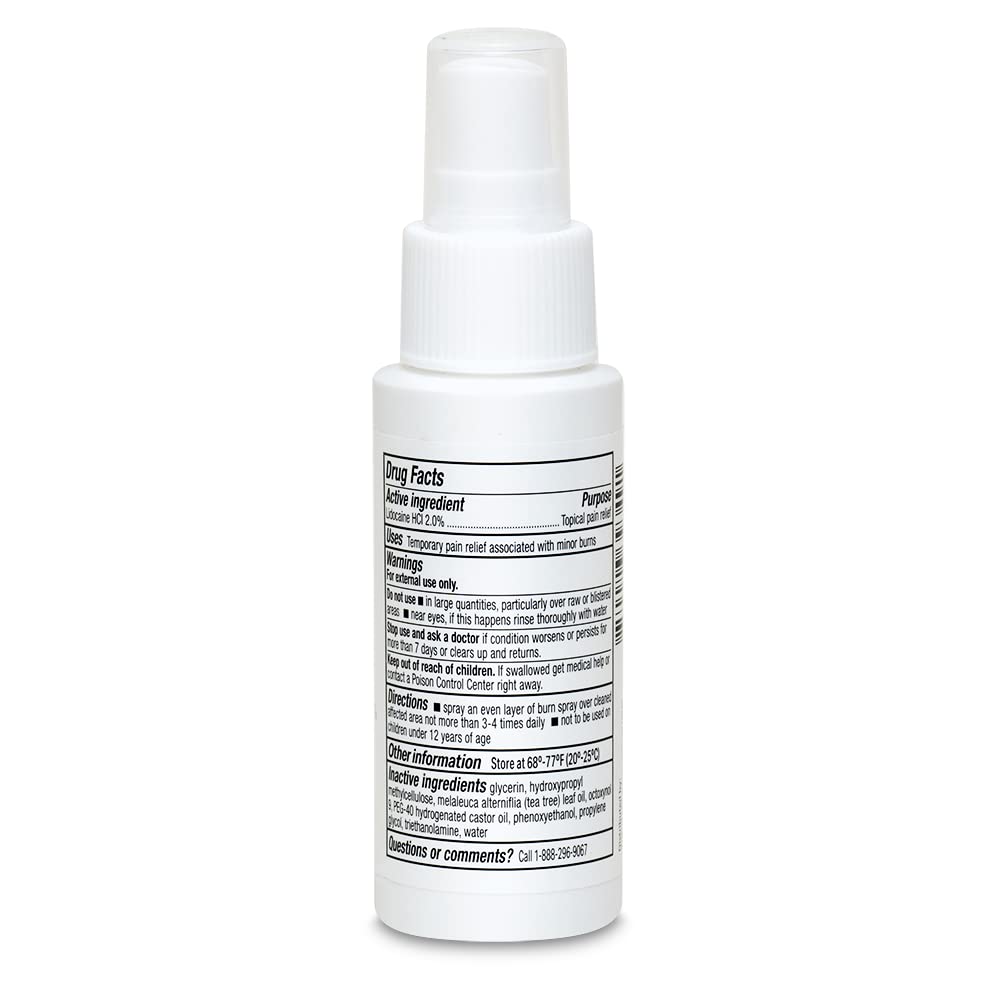 Globe Burn Spray lidocaine 2% label highlighting numbing action.