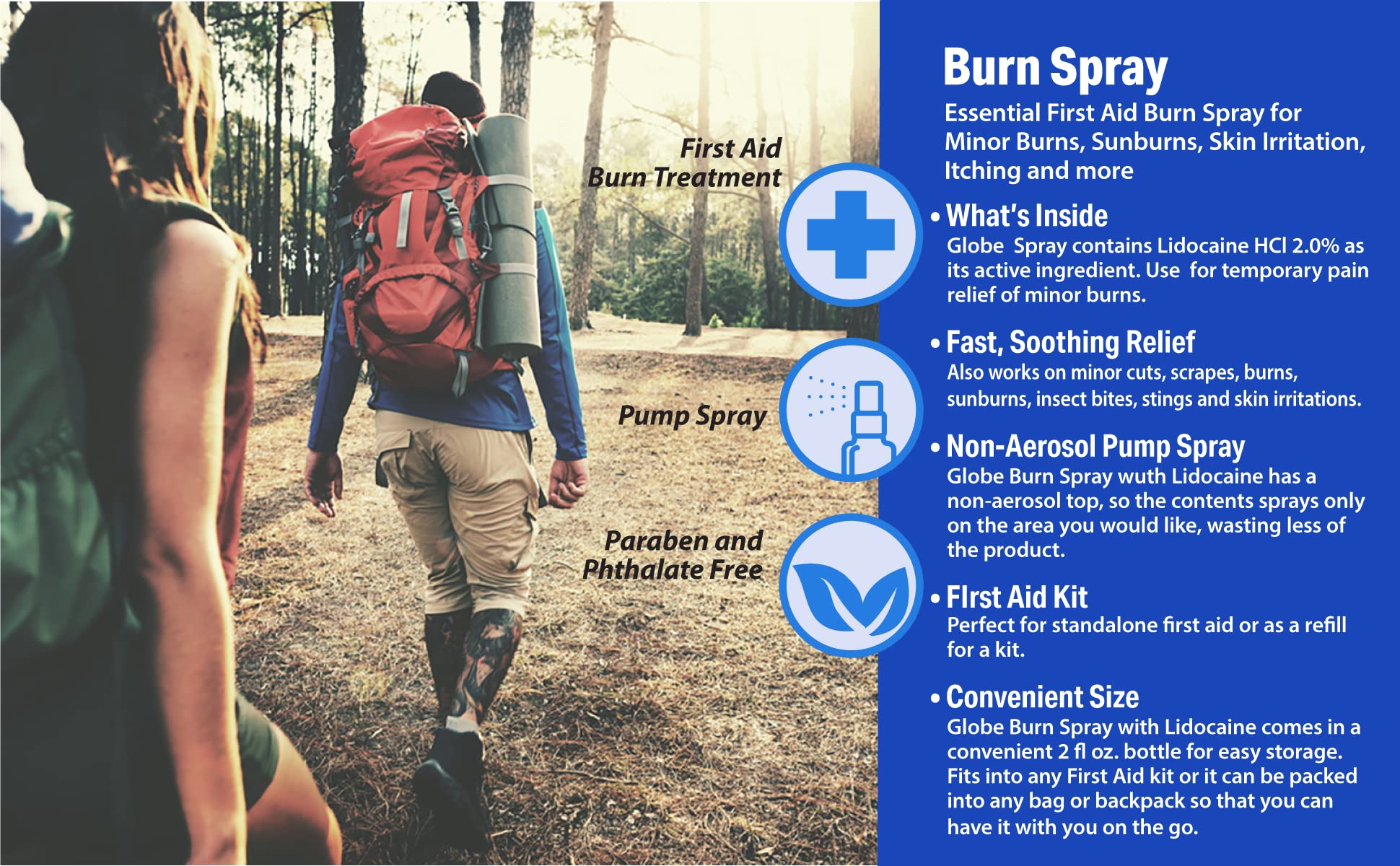 Globe Burn Spray 2 oz bottle tucked in a travel bag for on-the-go use