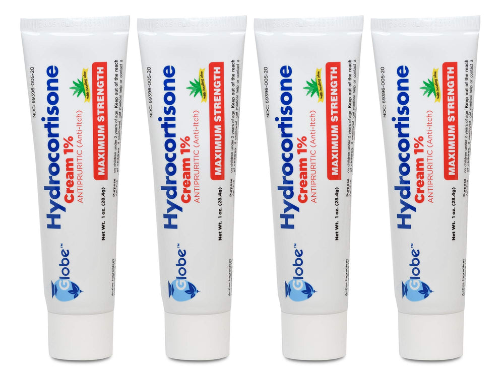 Globe crema hidrocortisona con aloe en tubo 1oz para alivio rápido del picor