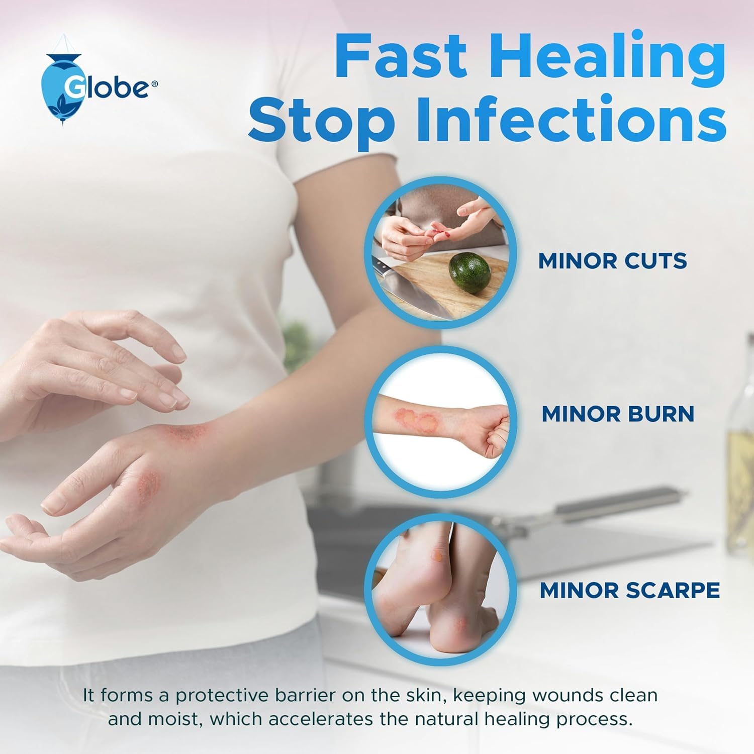 Globe Healing Action Aloe Ointment tube supports soothing skin repair.