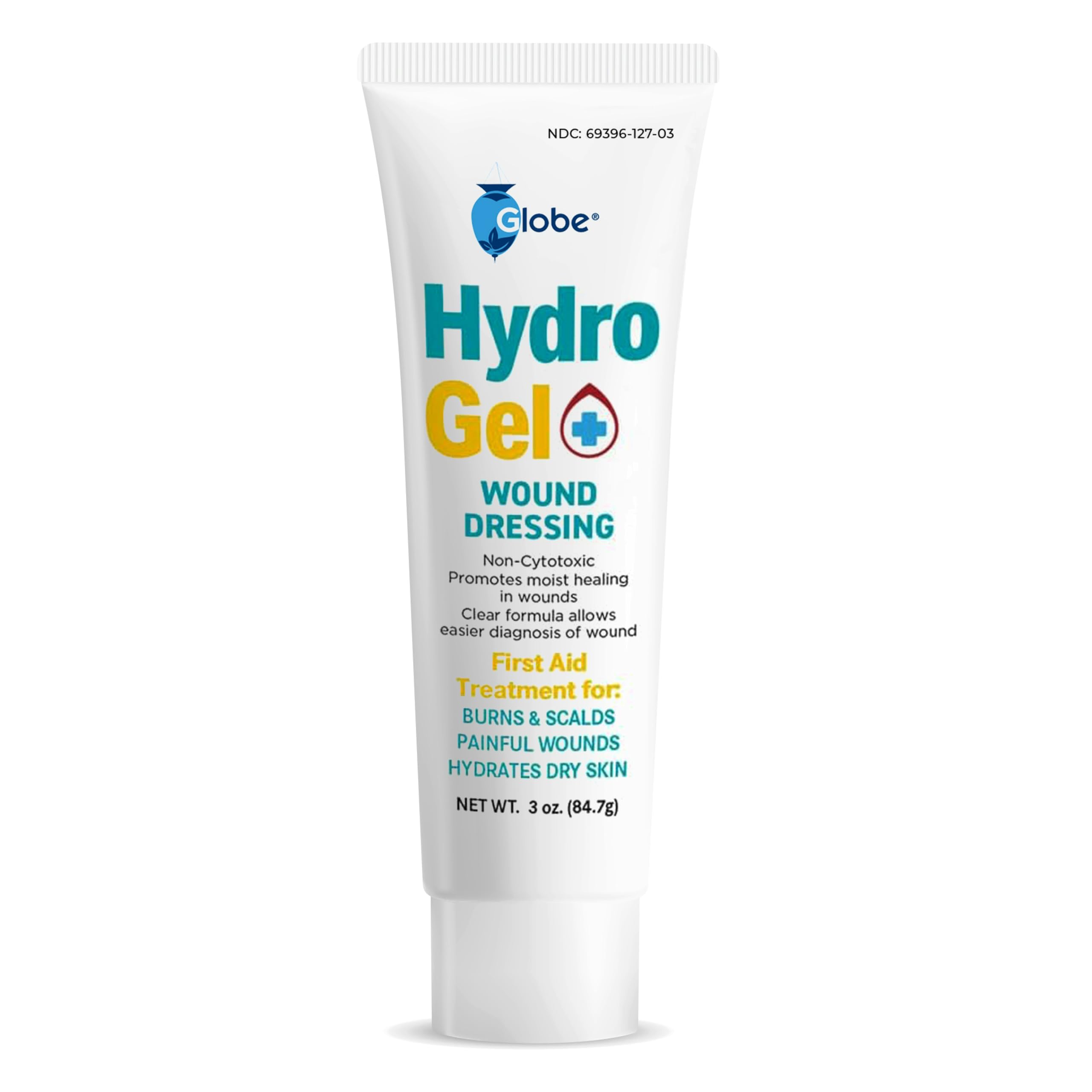 Globe hydrogel dressing 3oz tube for portable wound care and protective moisture.